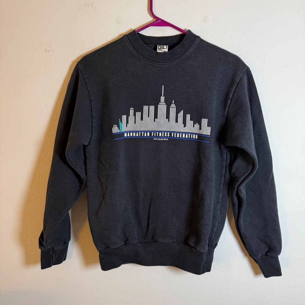 Zizi Donohoe Manhattan Fitness Federation Sweatshirt Black 14oz Fleece XS USA